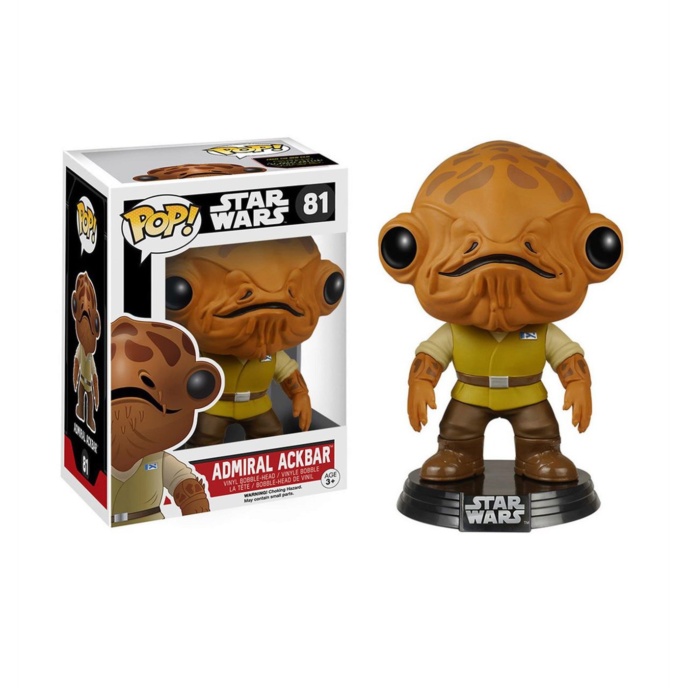 Star Wars The Force Awakens Admiral Ackbar Pop Bobblehead, Brown