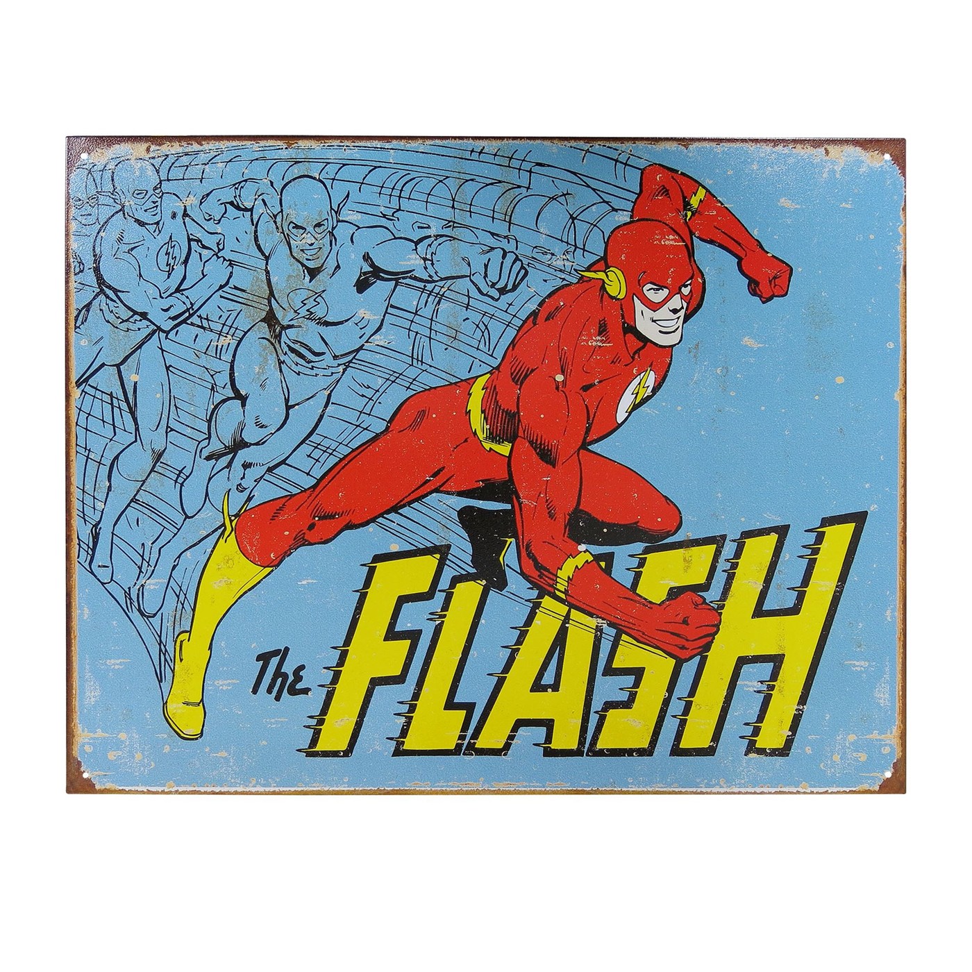 Flash Retro Run Tin Sign, Blue