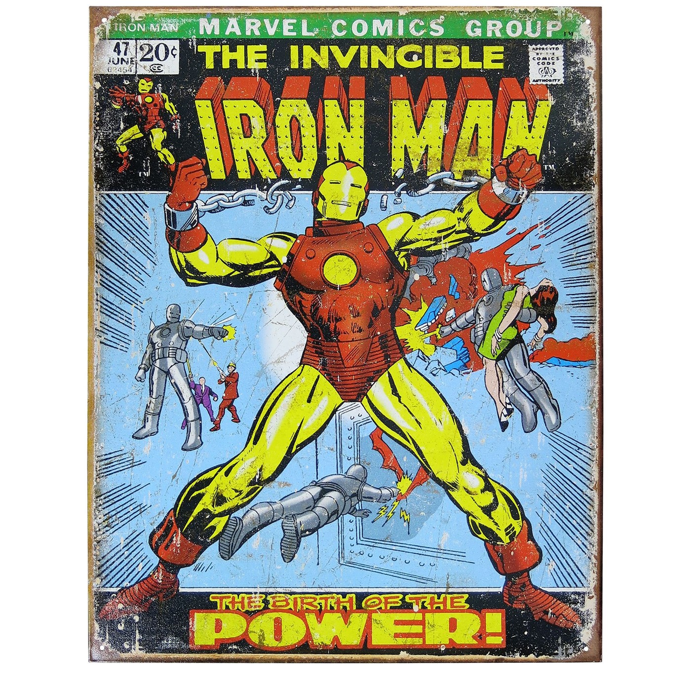 Iron Man Classic Cover Tin Sign, Blue