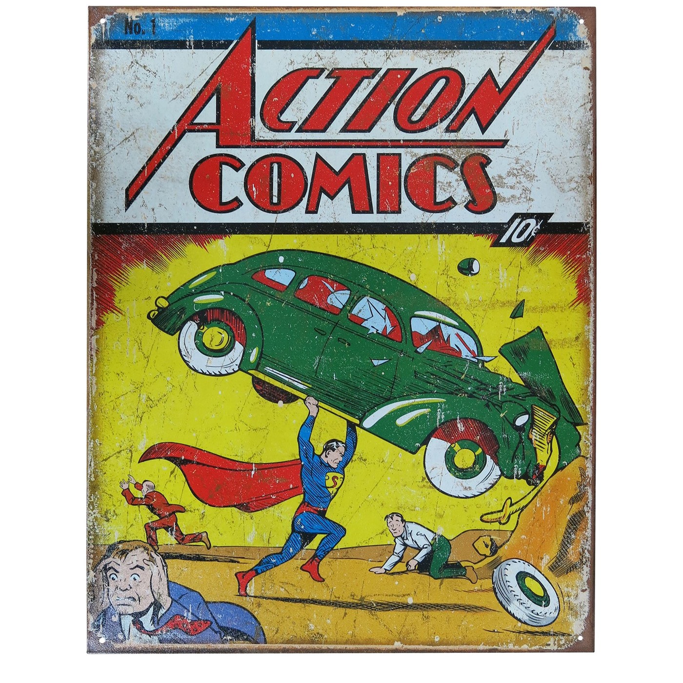 Superman Action Comics #1 Tin Sign, Yellow