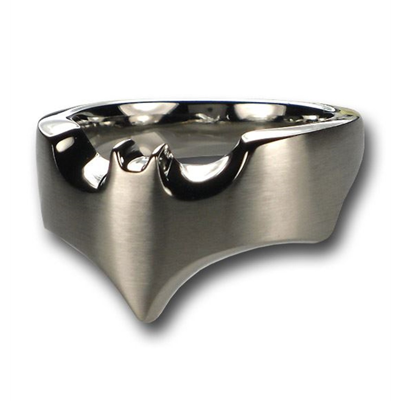Batman Begins Silver Brushed Symbol Ring