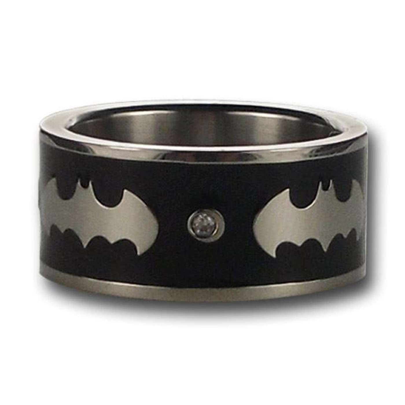Batman Symbol Black Stud Ring