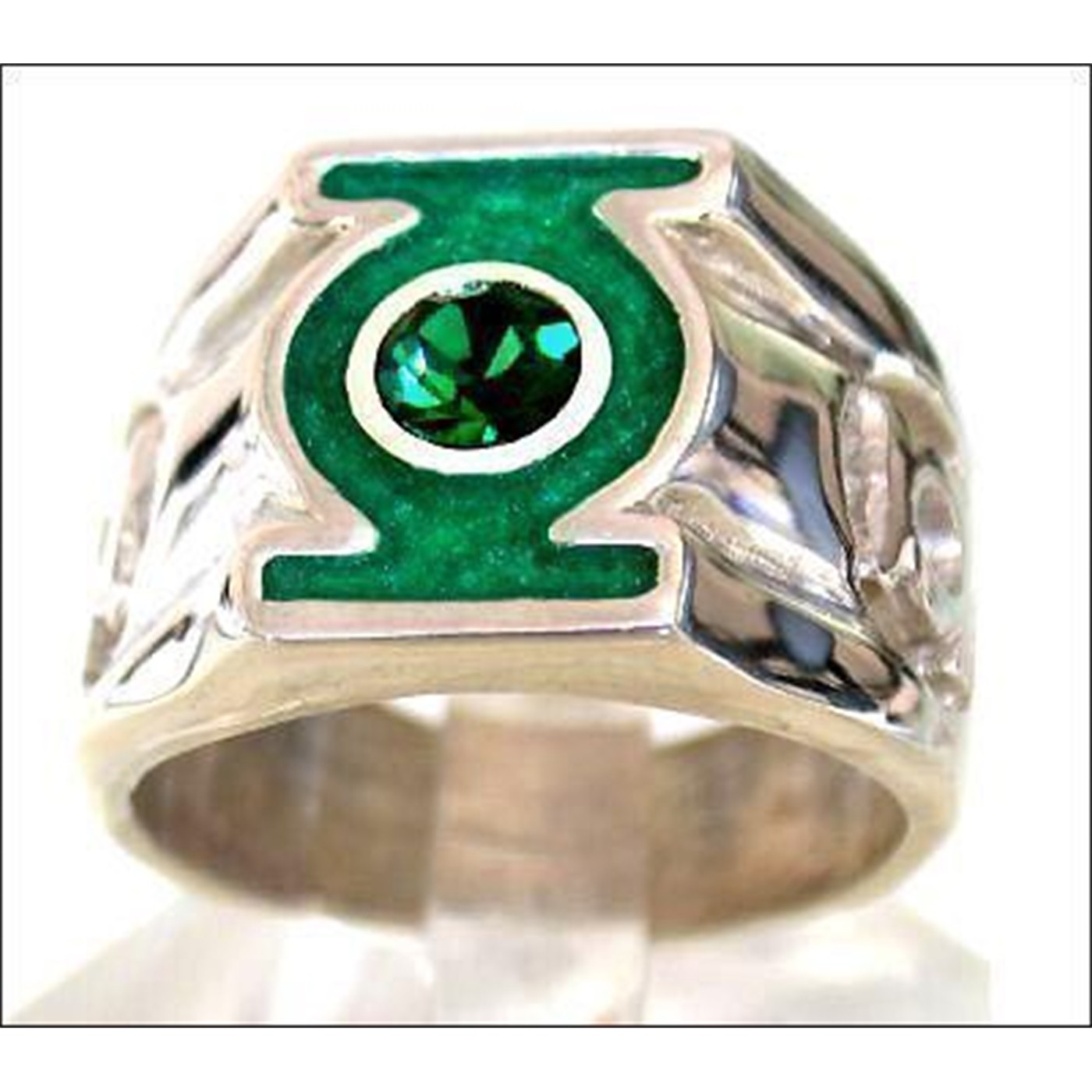 Green Lantern W/Stone  Silver Ring