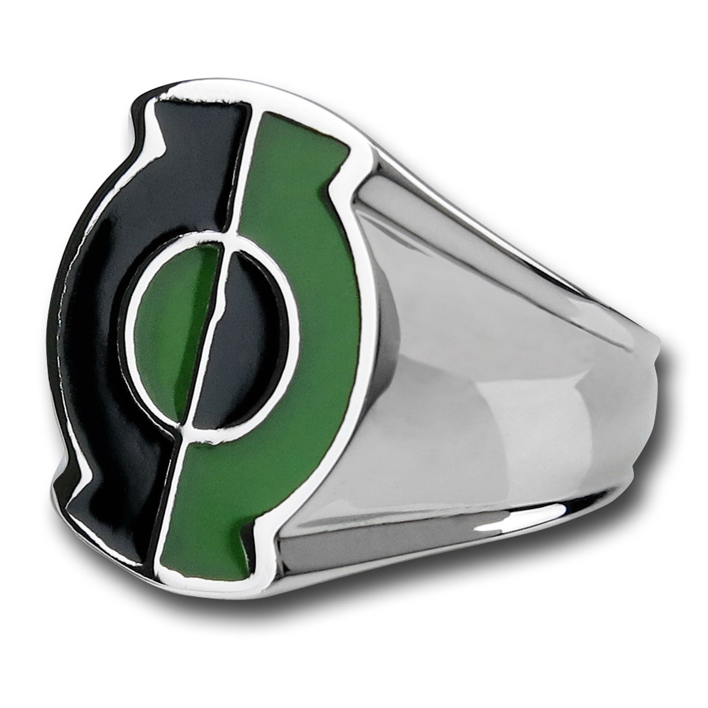 Green Lantern Two-Tone Symbol Stainless Steel Ring, Green