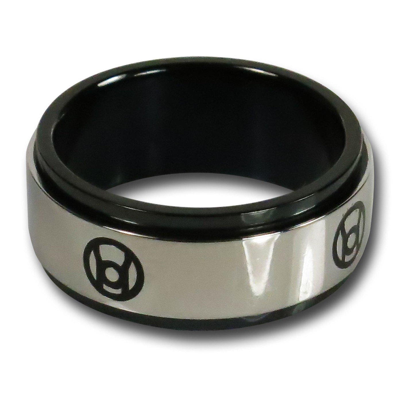 Red Lantern Silver Spinner Black Ring, Black