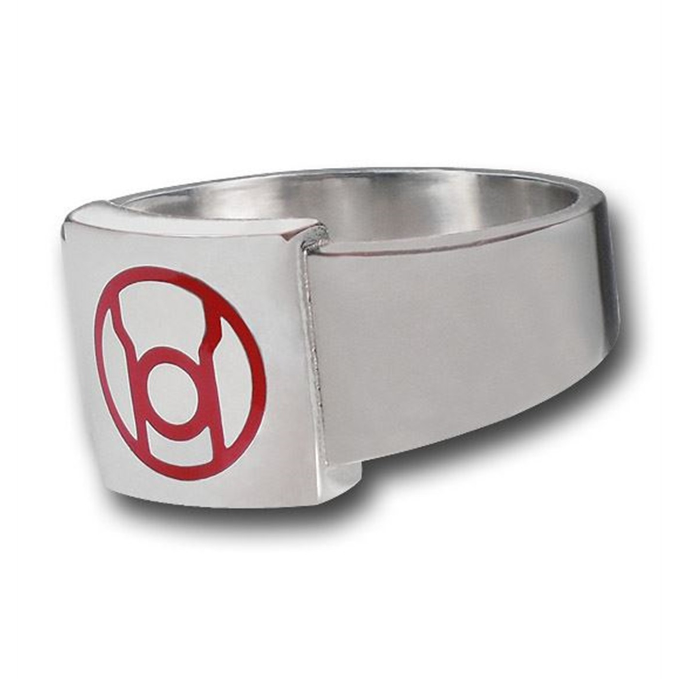 Red Lantern Symbol Flat Stainless Steel Ring