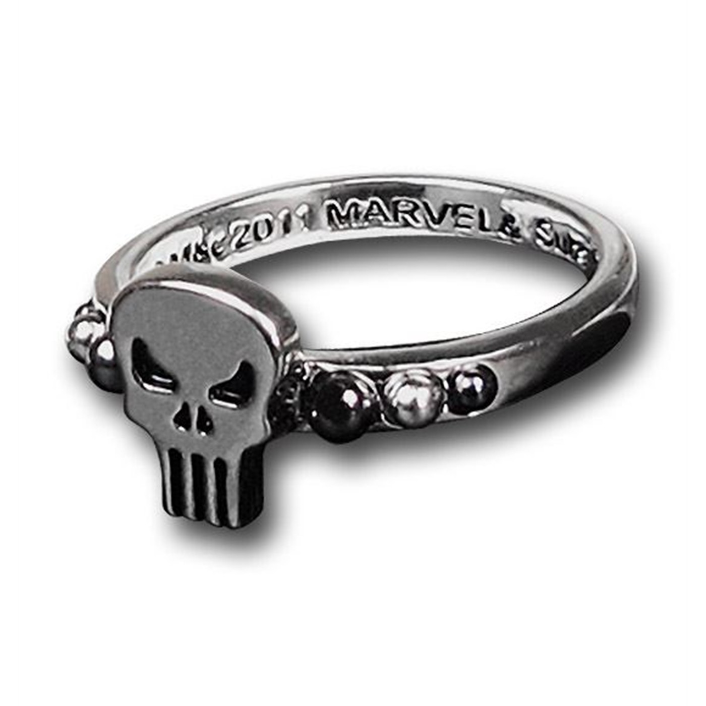 Punisher Silver Skull Women's Ring, Grey