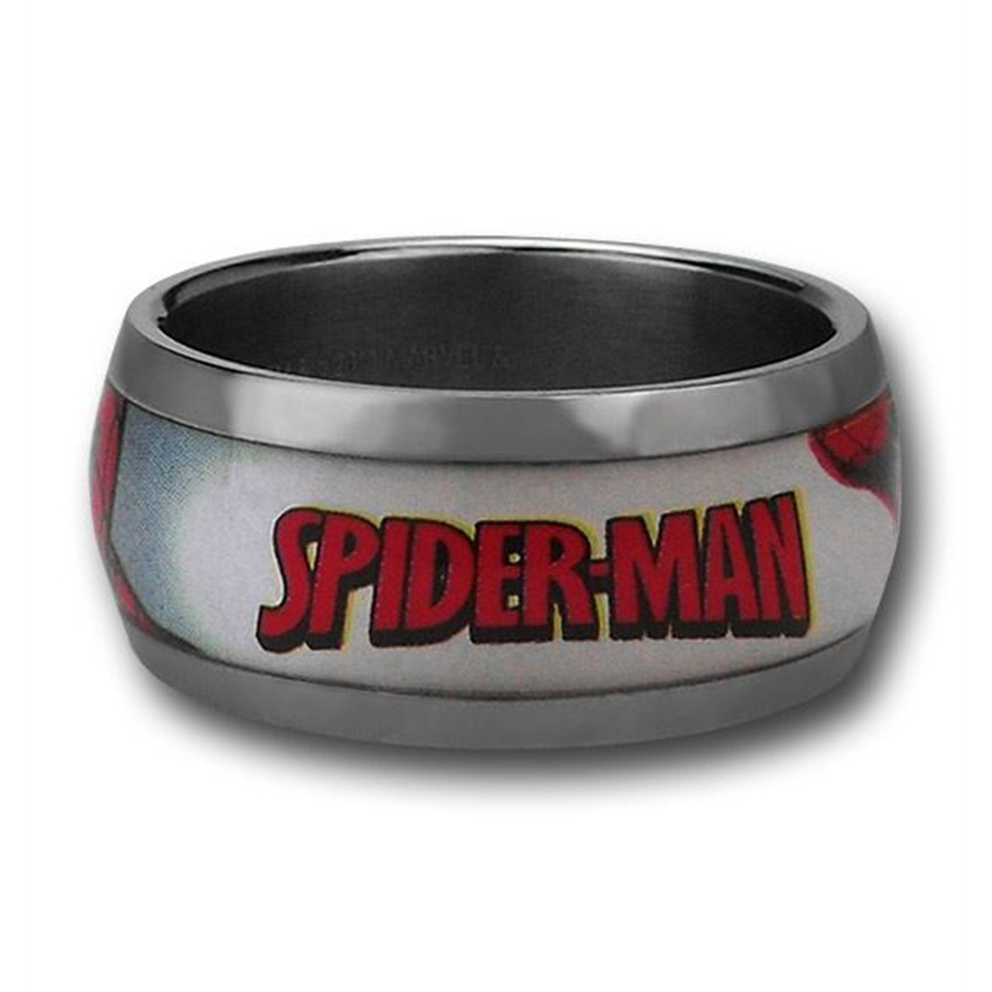 Spiderman Red and White Logo Ring, Grey