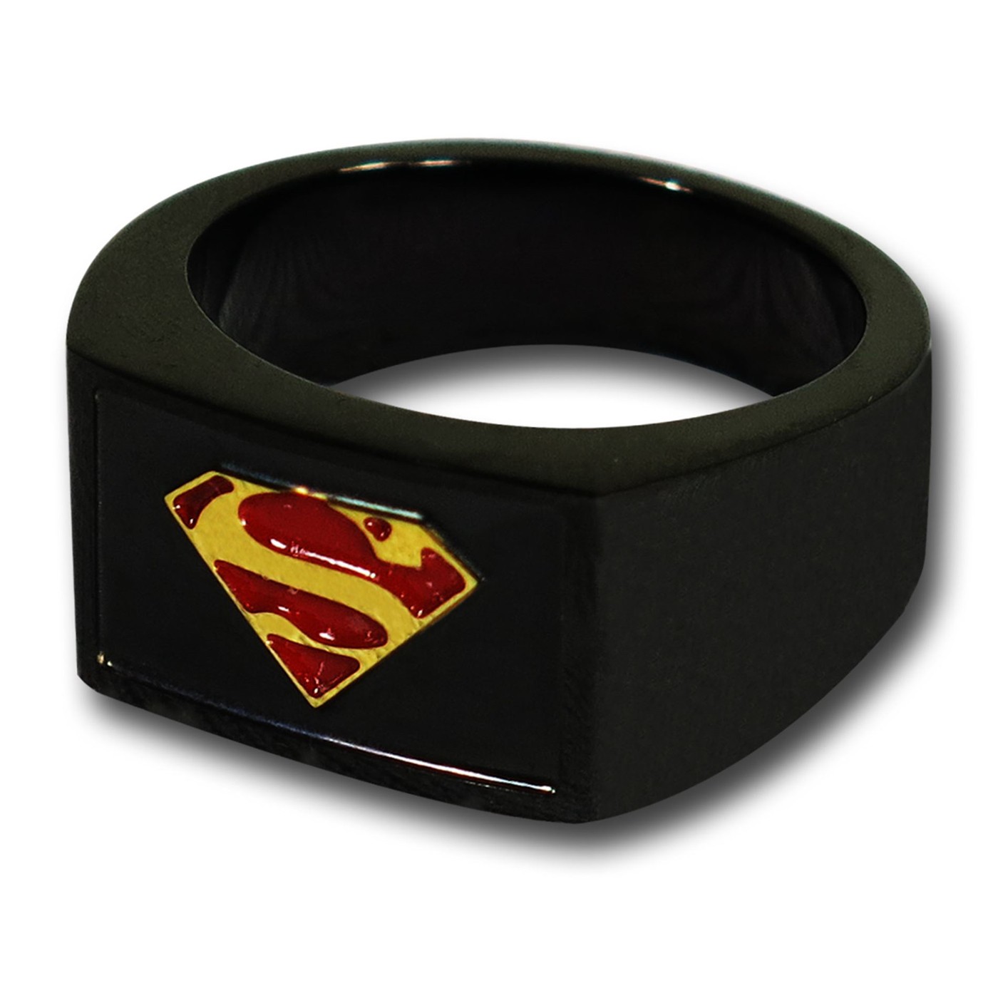 Superman Red & Gold Symbol Dad Black Ring, Black