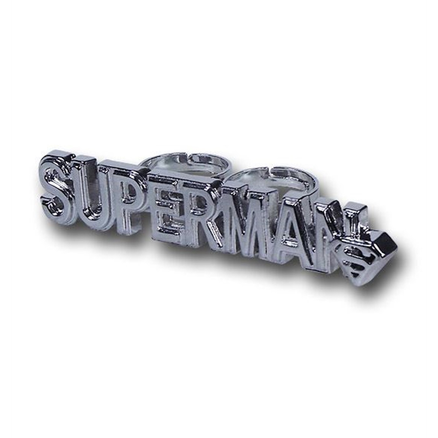 Superman Logo Two-Finger Ring, Grey
