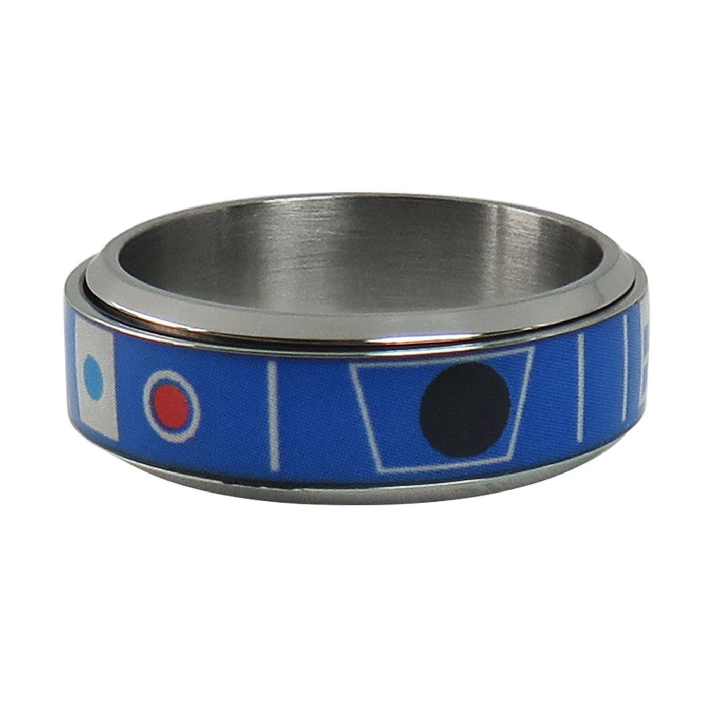 Star Wars R2D2 Stainless Steel Plated Spinner Ring, Blue