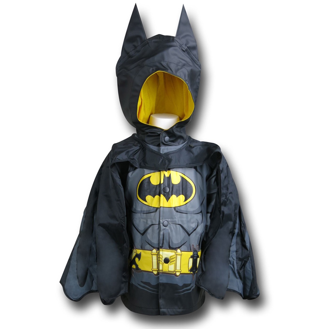 Batman Kids Costume & Cowl Rain Coat, Black