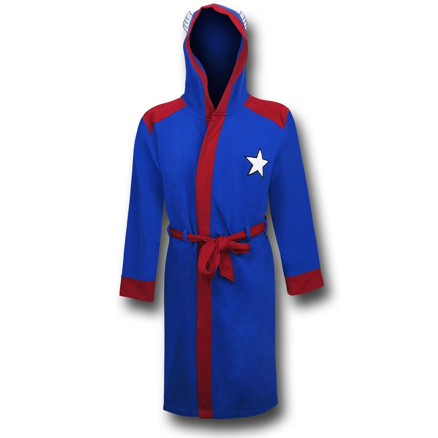 Captain America Hooded Robe with Belt, Blue