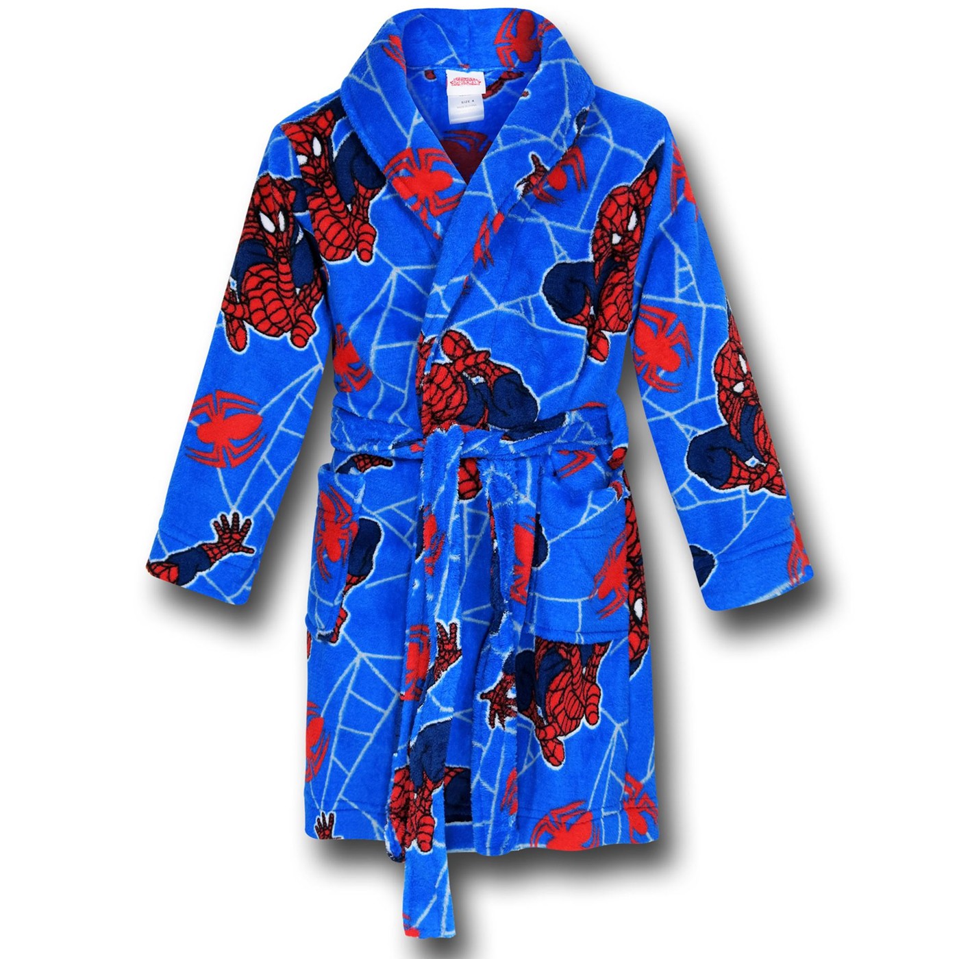 Spiderman Webs and Image Kids Robe, Blue