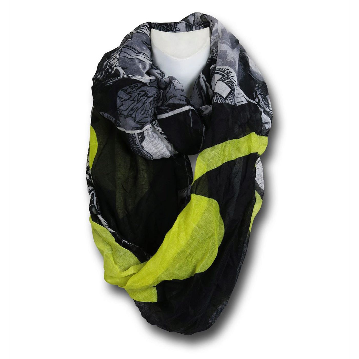 Batman Symbol Black and White Women's Infinity Scarf, Black