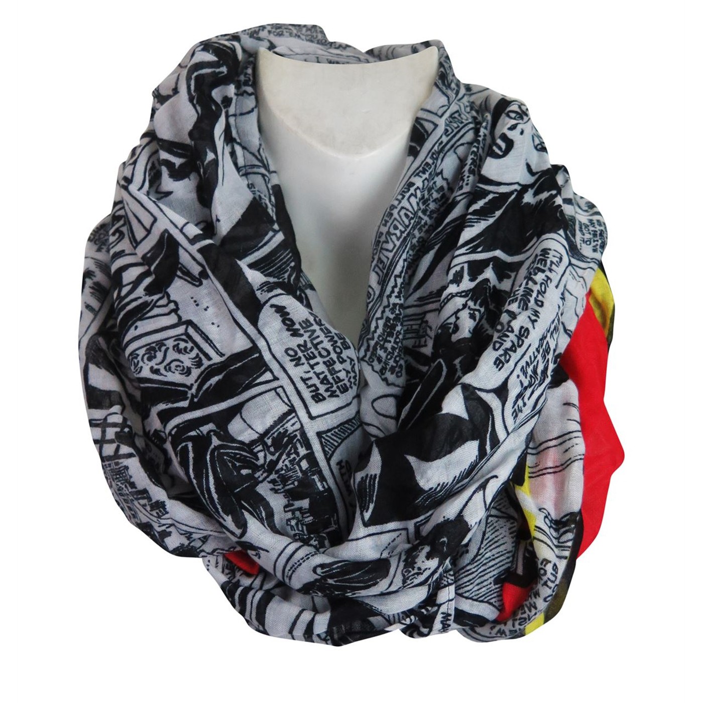 Black Widow Comic Strip Infinity Scarf, Black