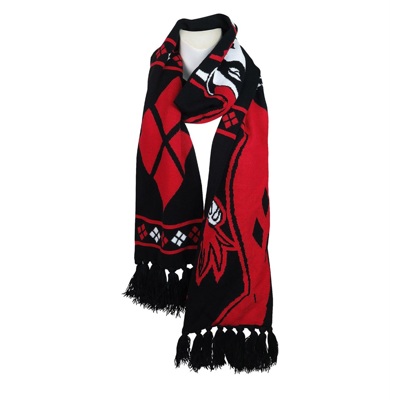 Harley Quinn Image and Symbol Scarf, Black