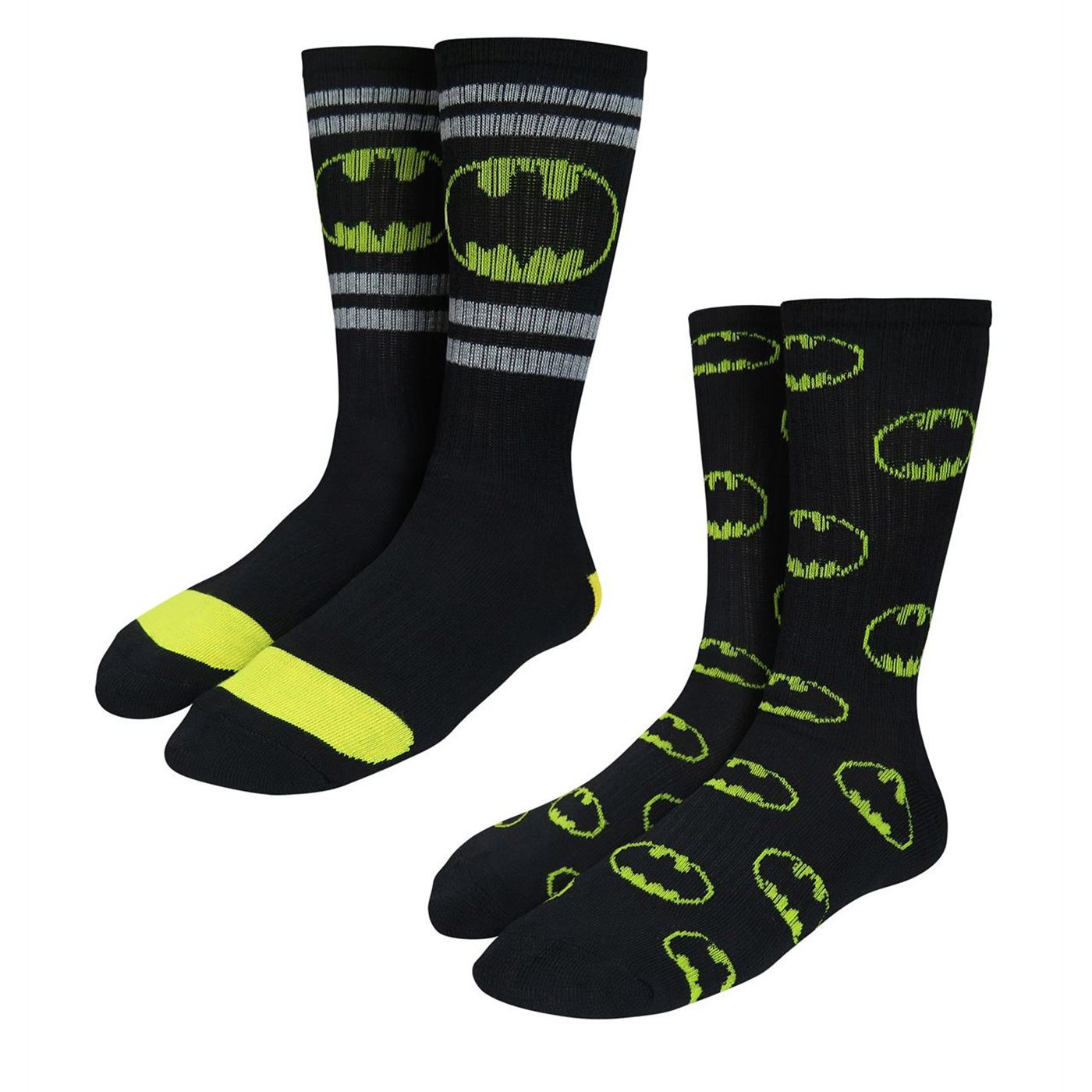 Batman Symbols Athletic Kids Sock 2 Pack, Black