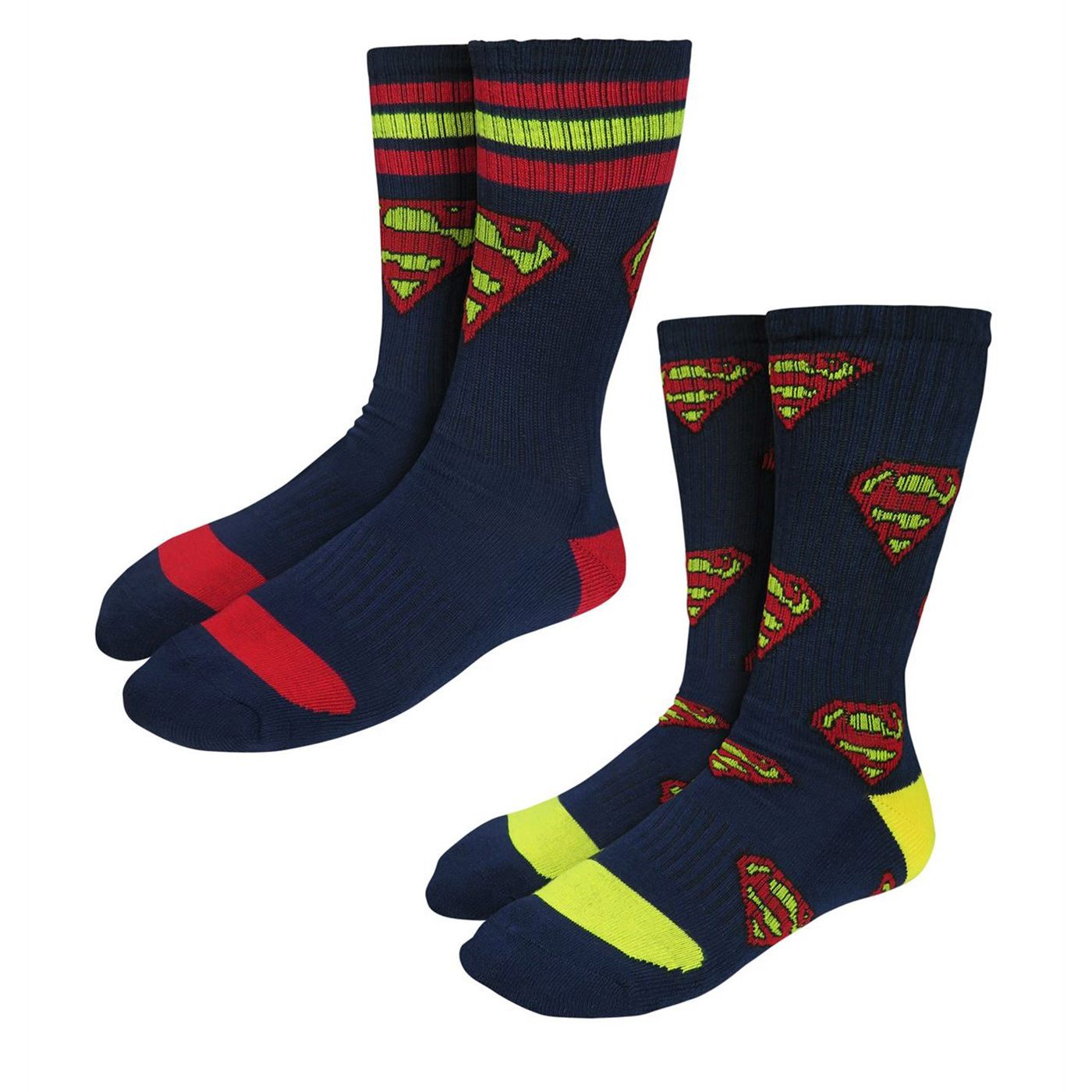 Superman Symbols Athletic Kids Sock 2 Pack, Blue