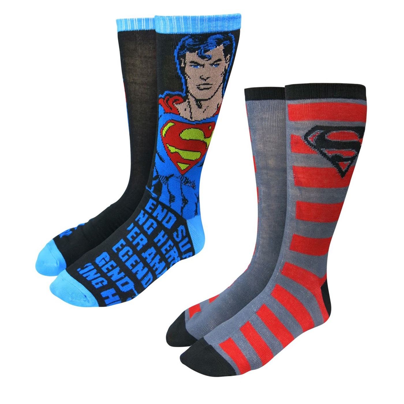 Superman Image and Stripes Sock 2 Pack, Red