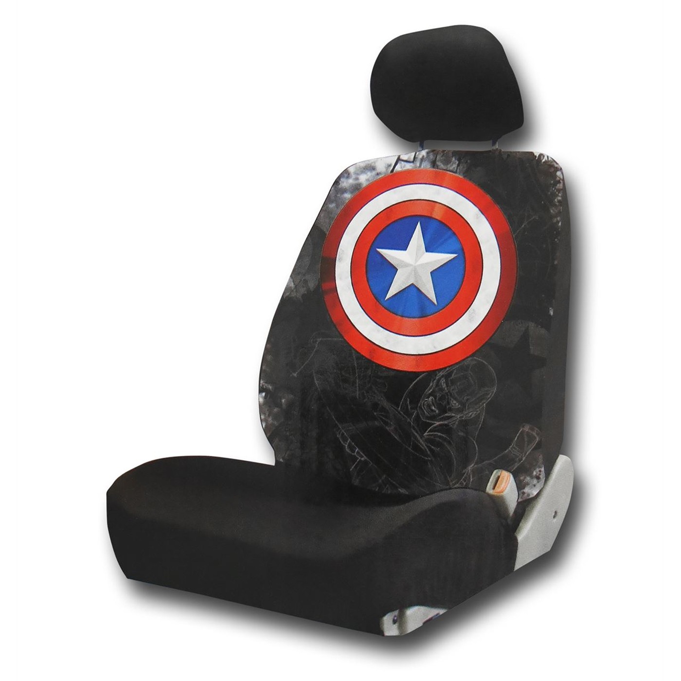 Captain America Low Back Seat Cover, Black