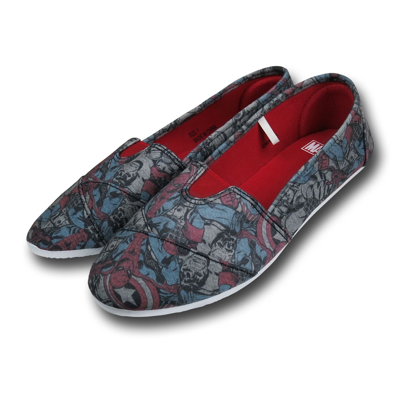Marvel Retro Fade All-Over Print Women's Slip-On Shoes, Black