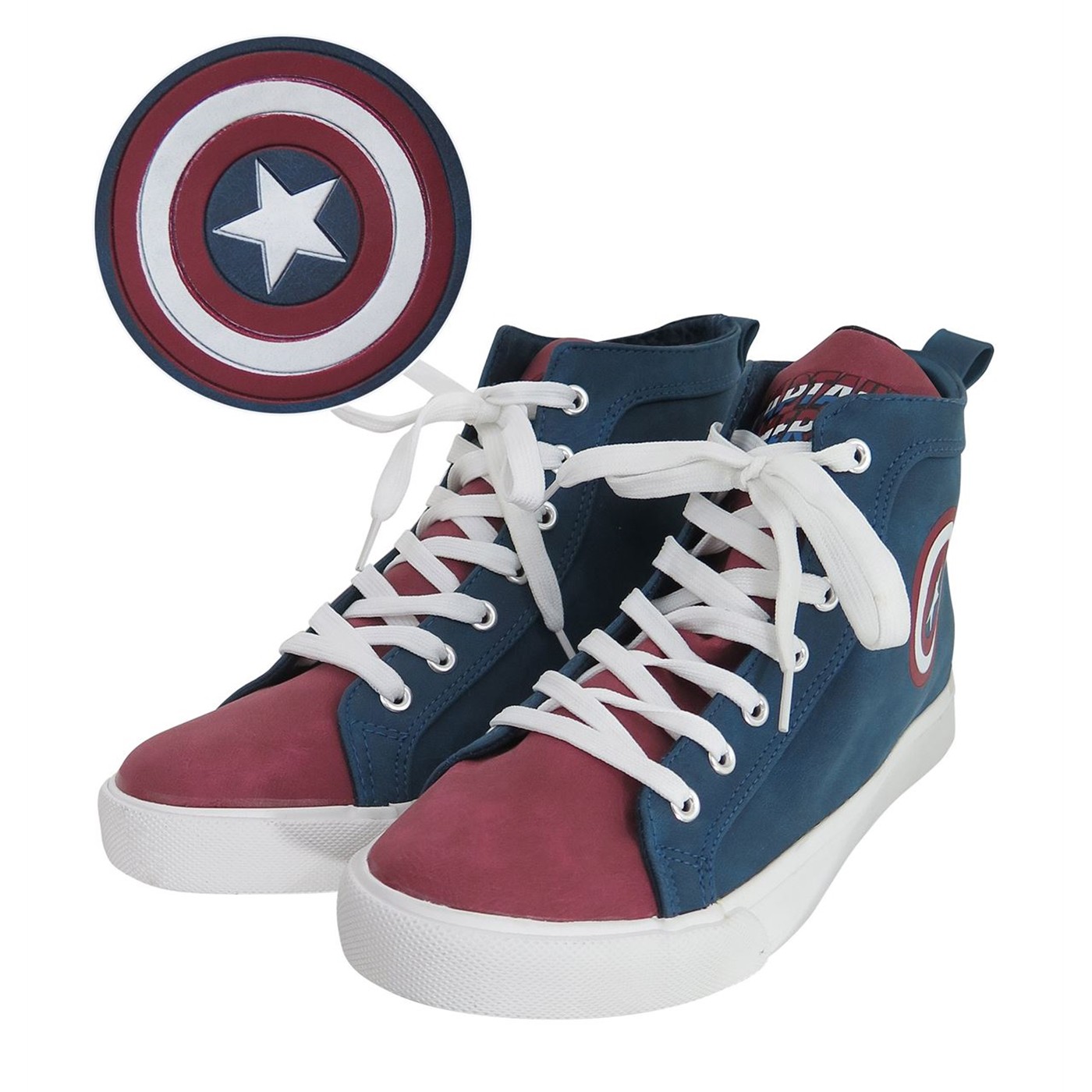 Captain America Shield Logo Men's High Top Sneakers, Blue