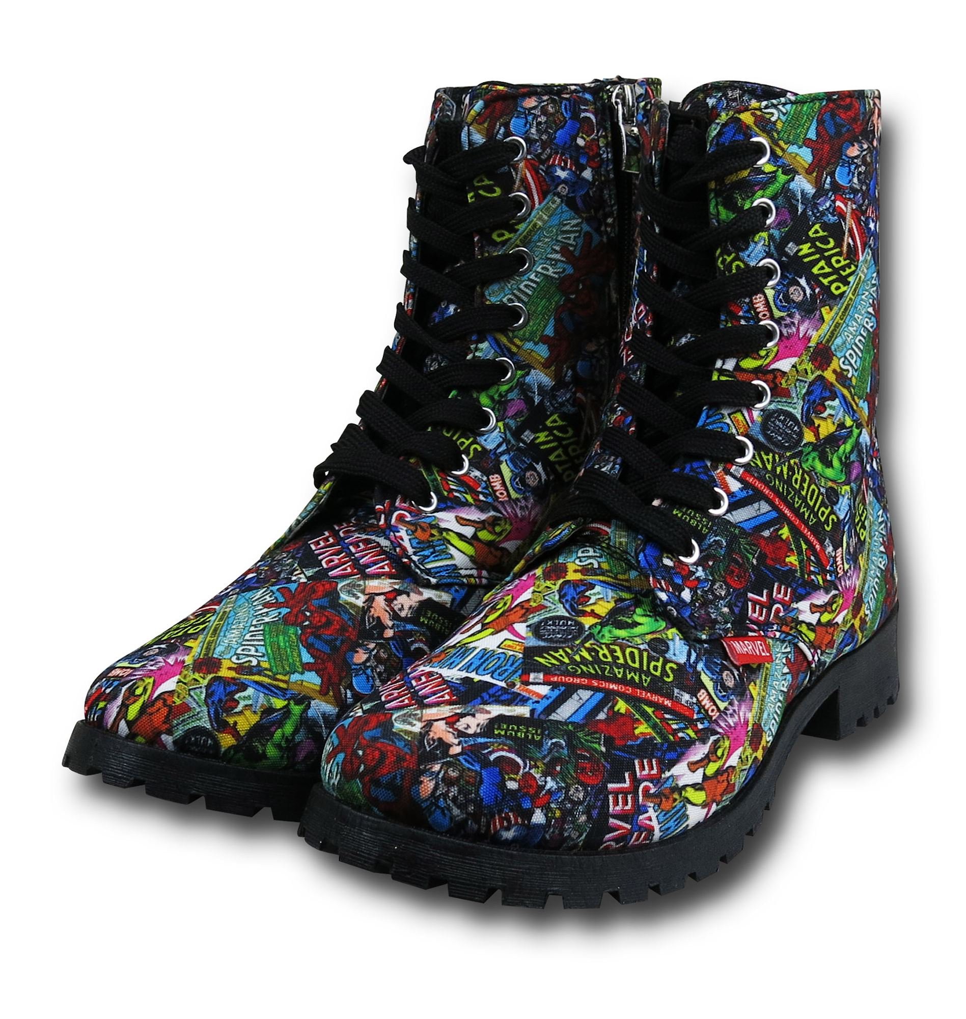 Marvel Comic Print Women's Boots, Black