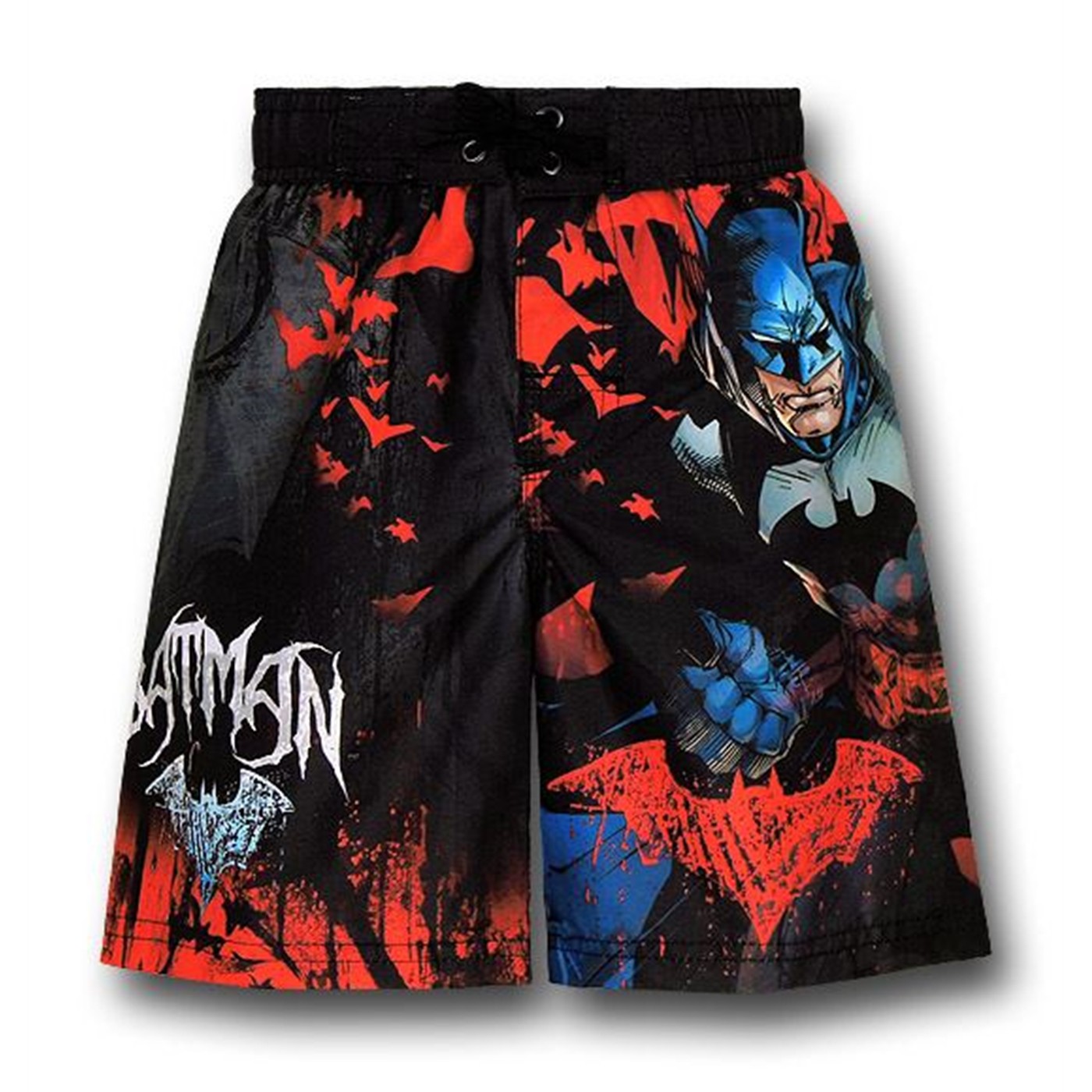 Batman Red and Black Kids Board Shorts, Black