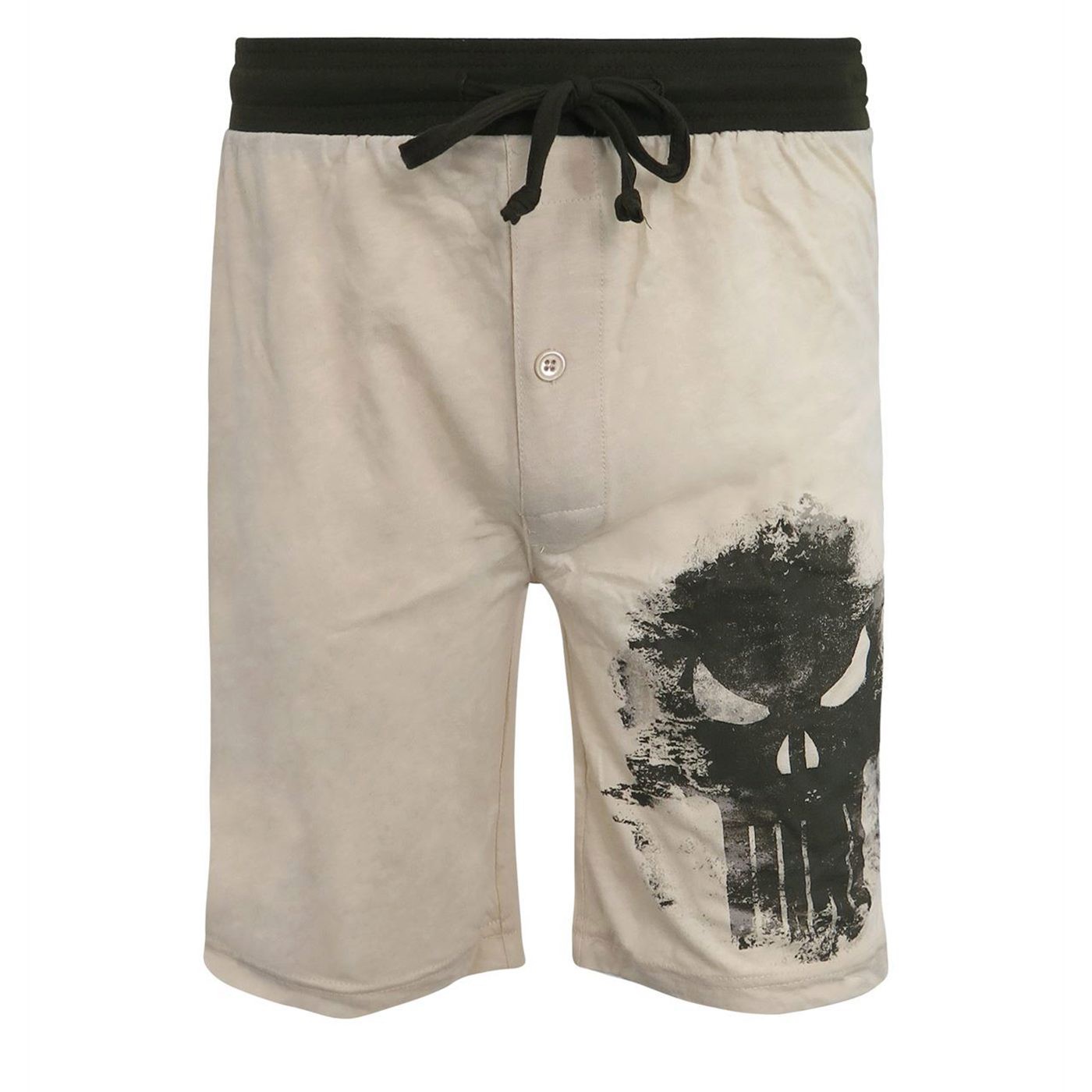 Punisher Faded Skull Men's Jersey Pajama Shorts, White