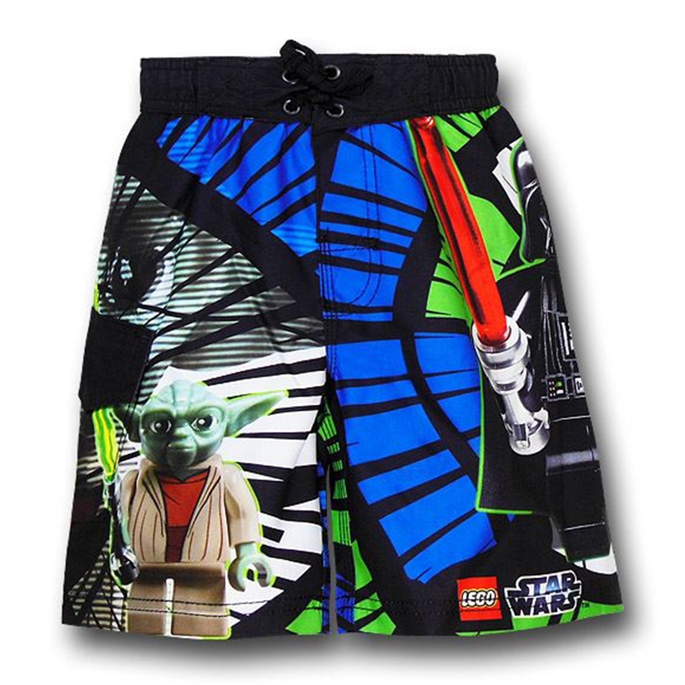 Star Wars Lego Yoda Vader Kids Board Shorts, Black
