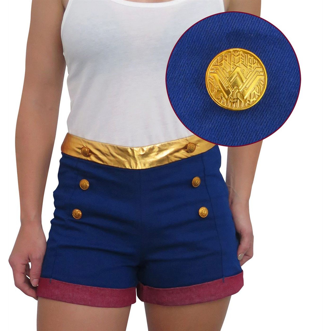Wonder Woman High Waisted Costume Shorts, Blue