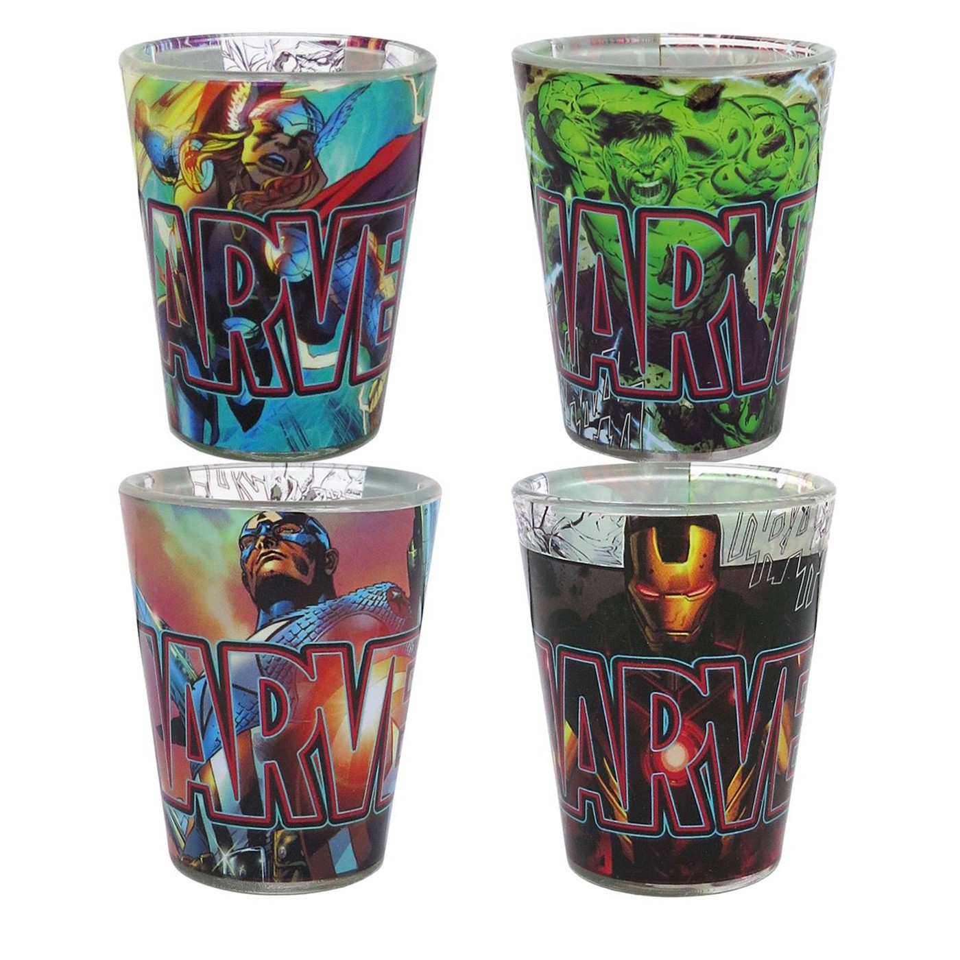 Marvel Avengers 4 Pc Shot Glass Set, Blue