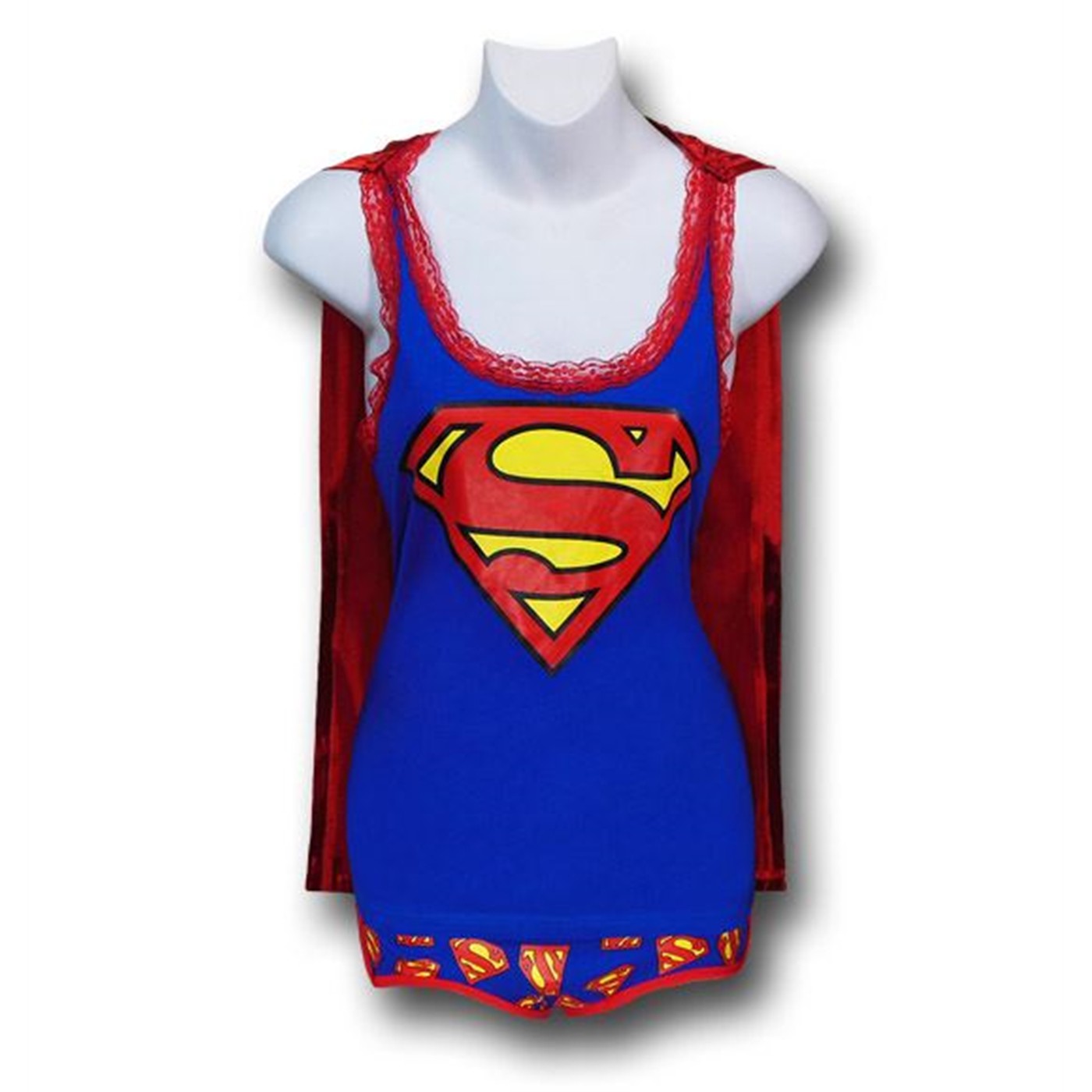 Supergirl Women's Caped Sleep Tank and Bottoms, Blue