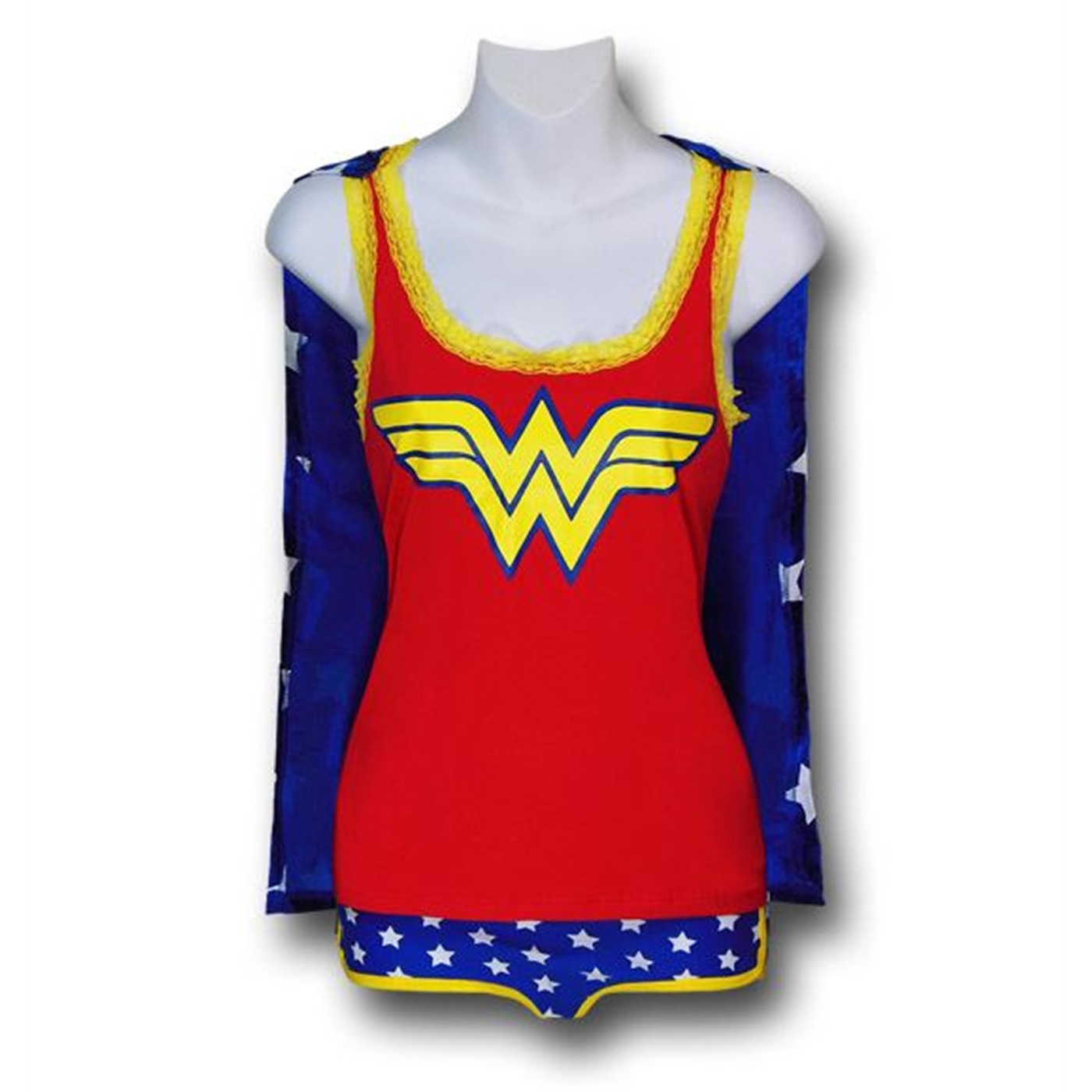 Wonder Woman Women's Caped Sleep Tank and Bottoms, Red