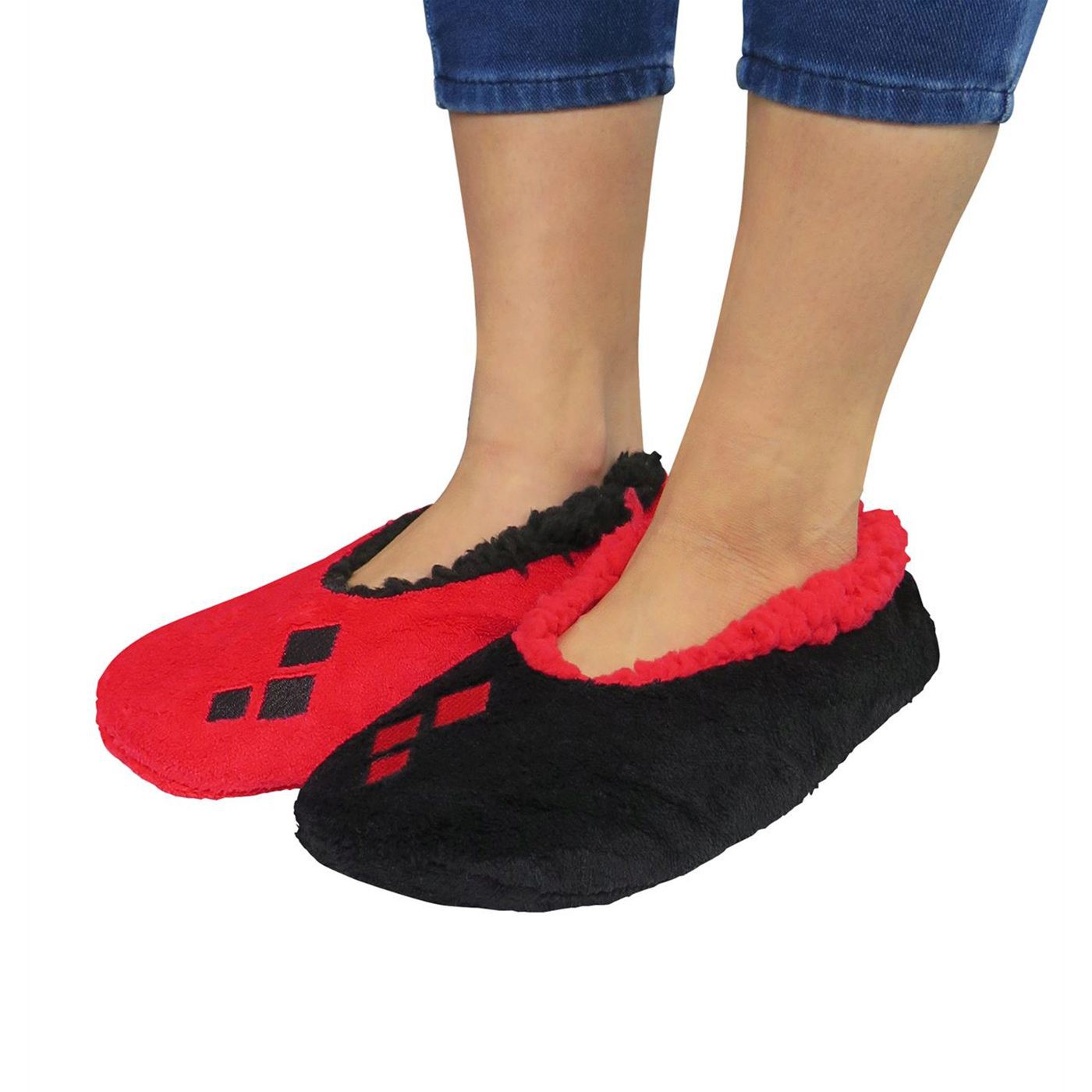 Harley Quinn Cozy Fuzzy Women's Slipper Socks, Red