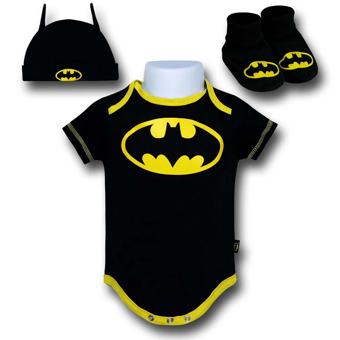Batman 3pc Black Costume Newborn Gift Set, Black