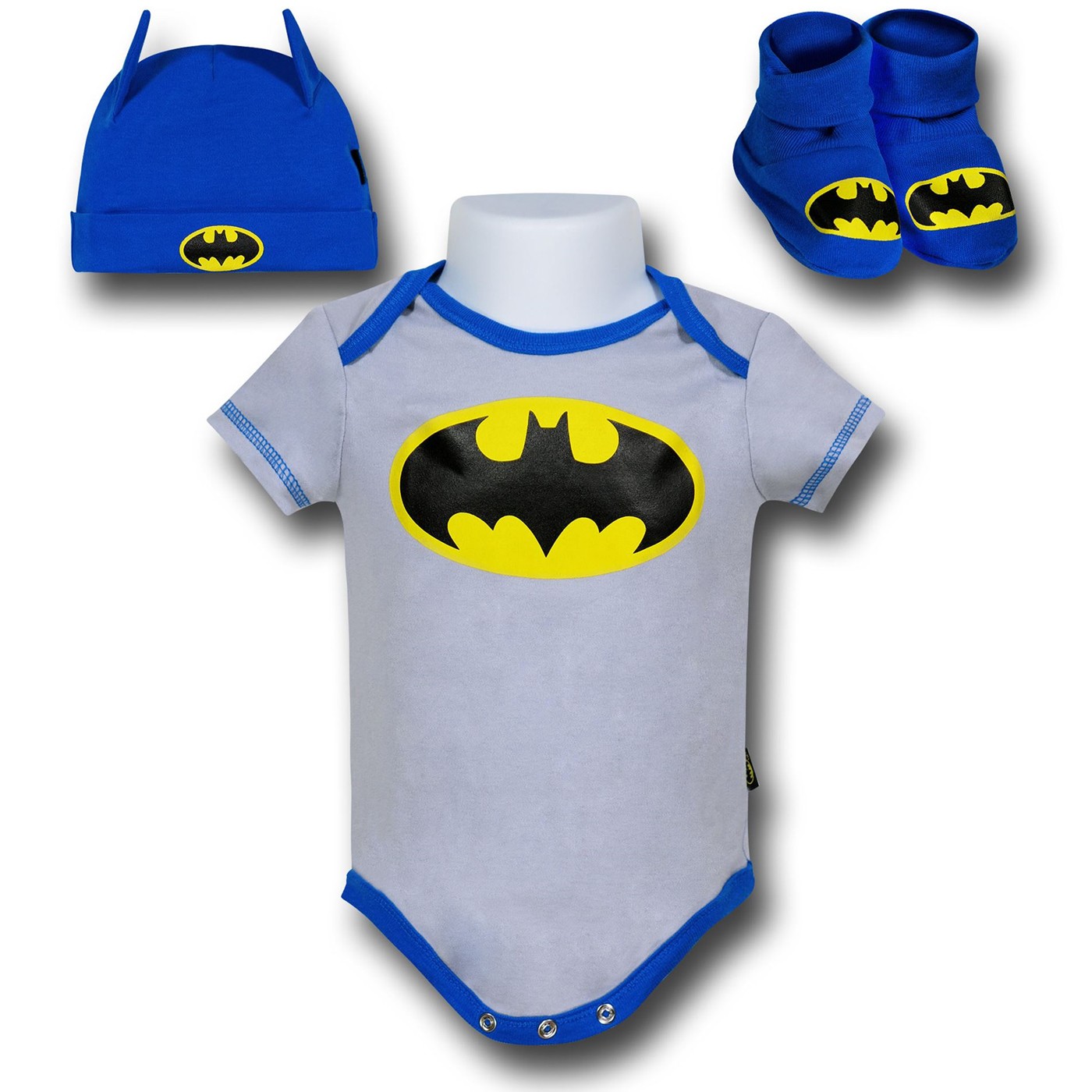 Batman 3pc Grey Costume Newborn Gift Set, Grey