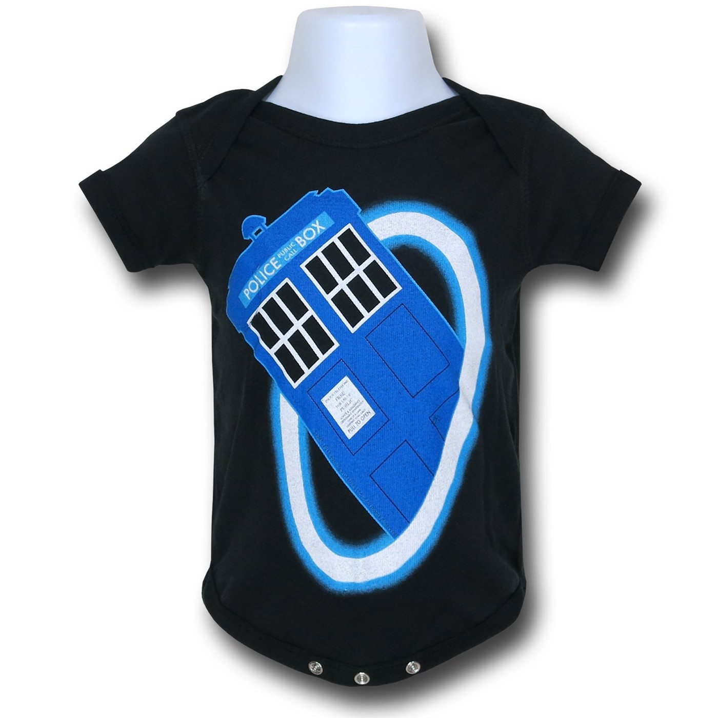 Doctor Who Time Warp Infant Snapsuit, Black