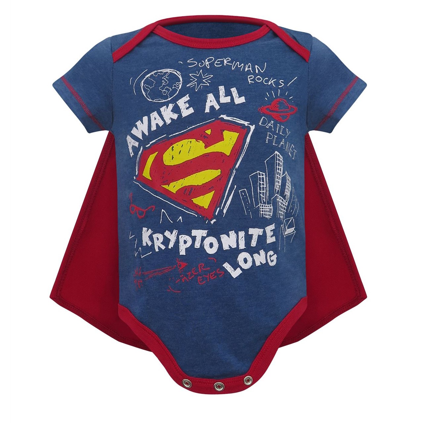 Superman Awake Snapsuit with Removable Cap, Blue