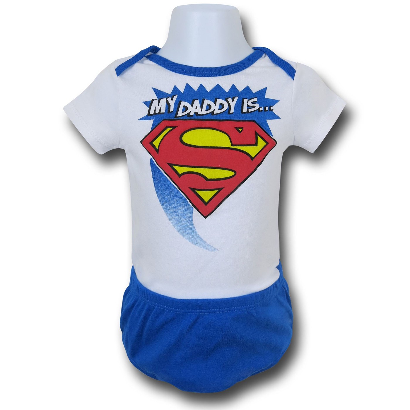Superman Symbol Infant Snapsuit w/ Bloomers, White