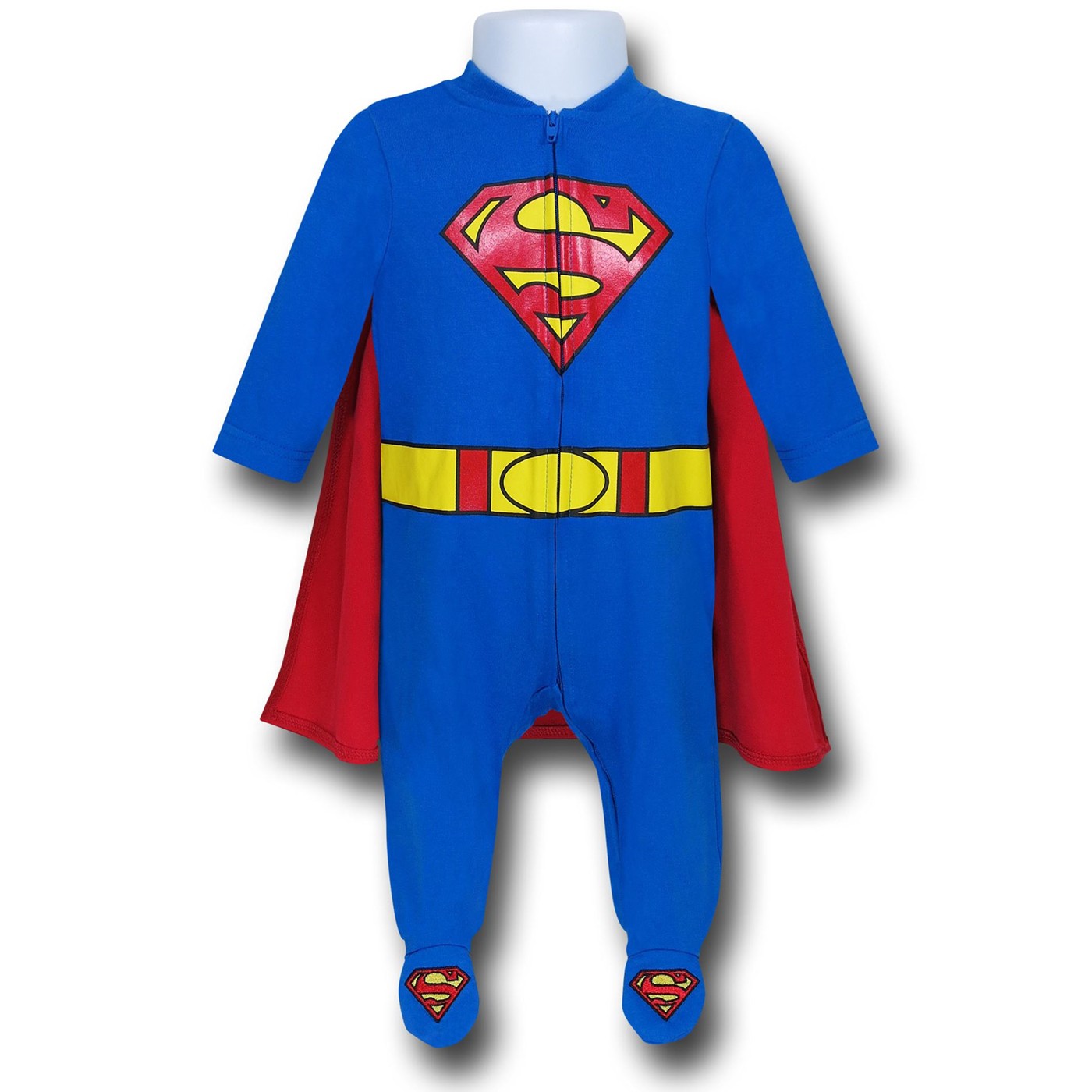 Superman Costume Caped Zip-Up Onesie, Blue