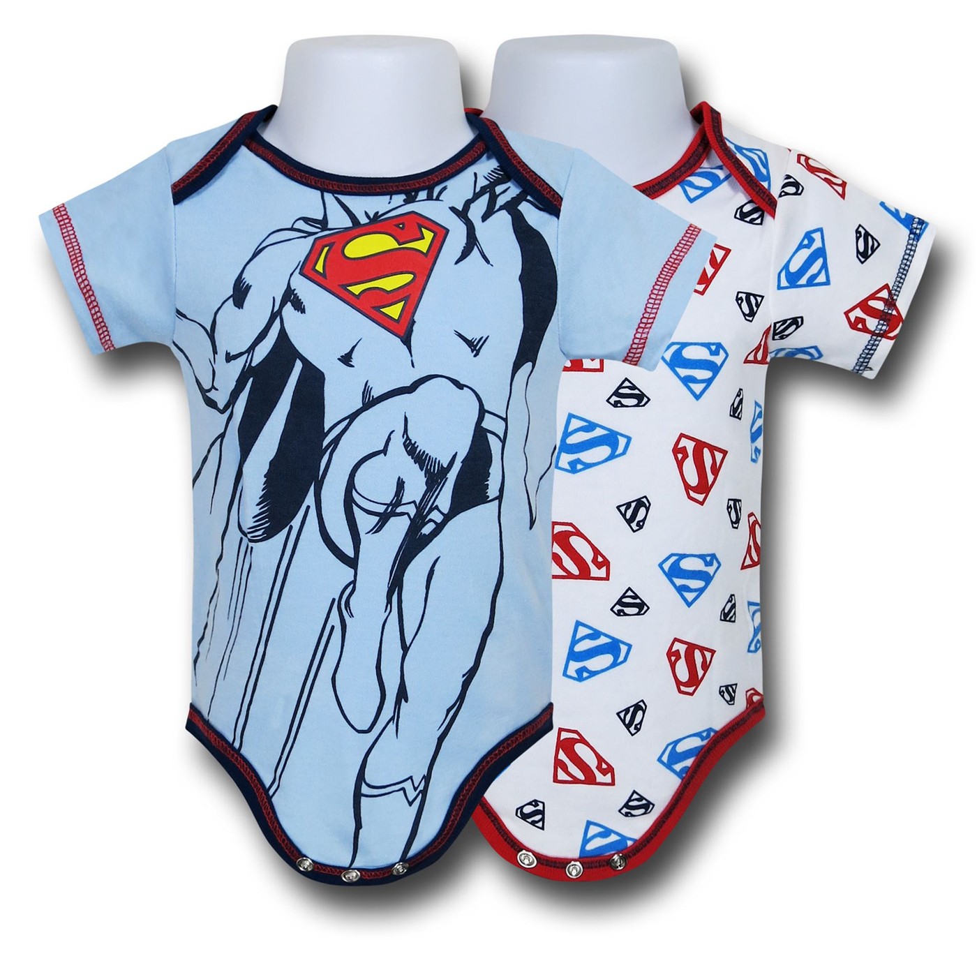 Superman Head Infant Snapsuit 2 Pack, Blue