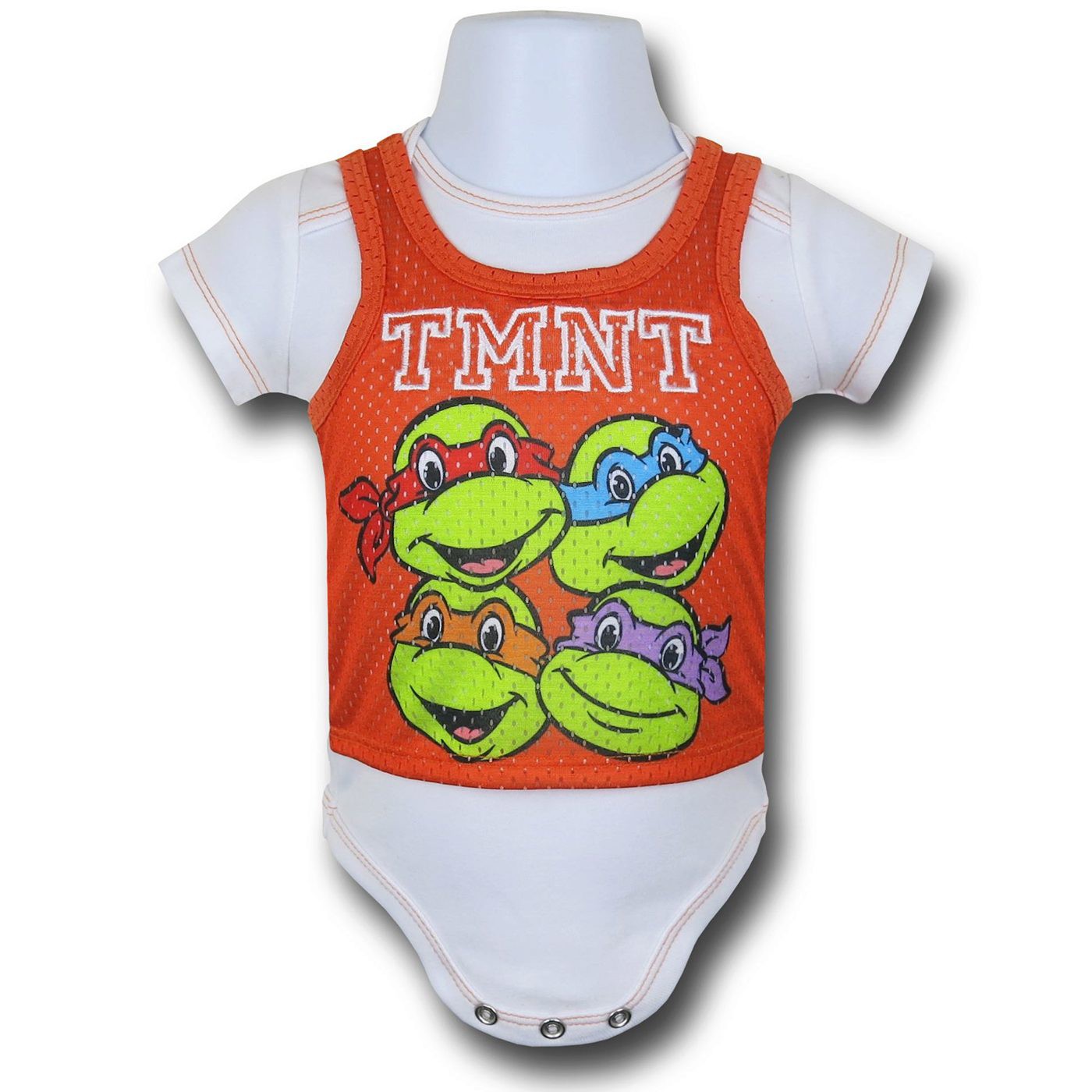 TMNT Athletic Heads Infant Snapsuit, White