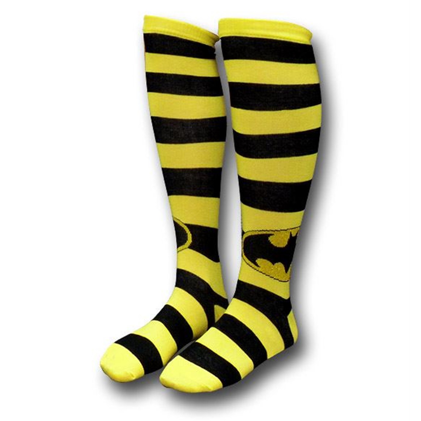 Batman Black/Yellow Striped Women's Knee-High Socks, Yellow