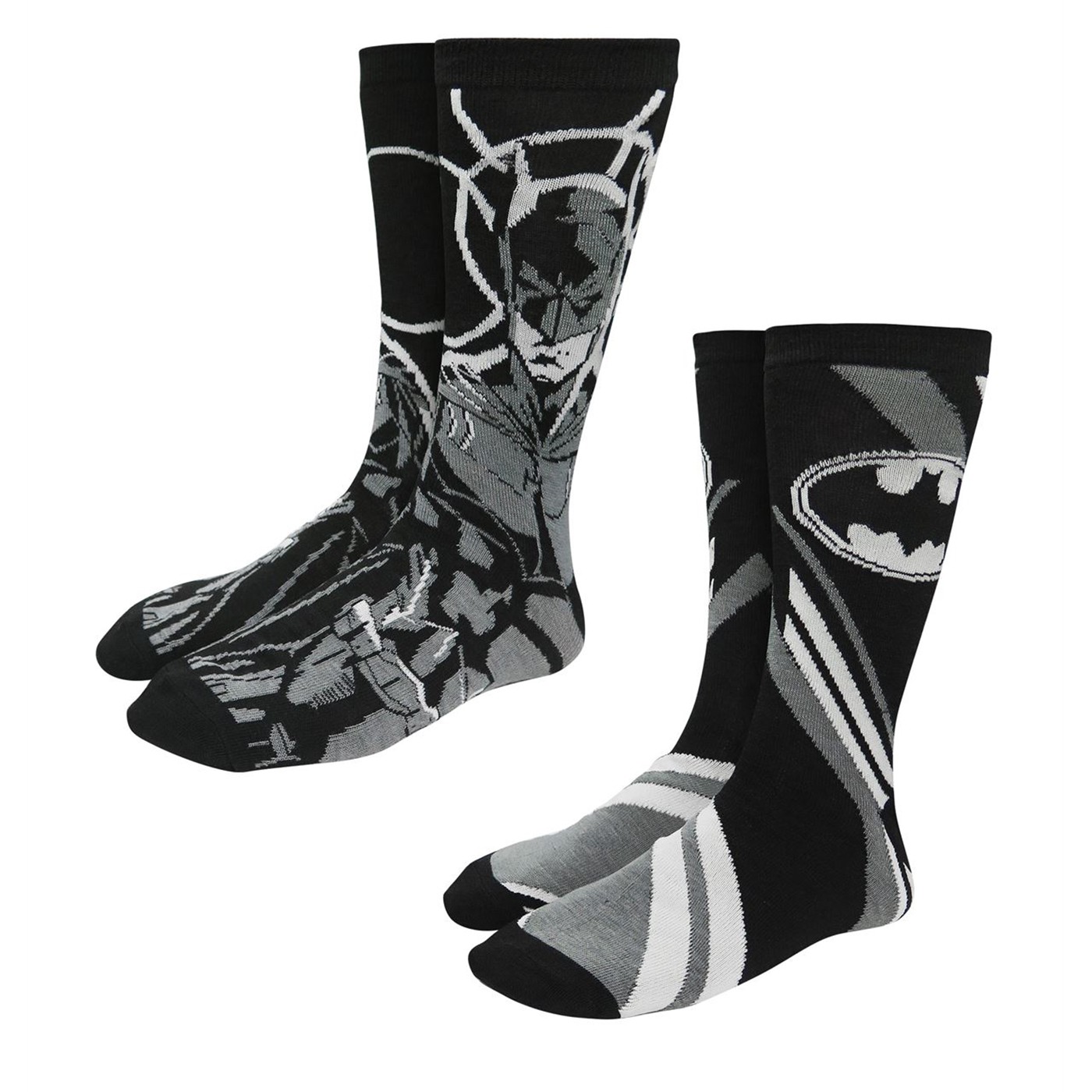 Batman Black & White Hero Socks 2-Pack, Black