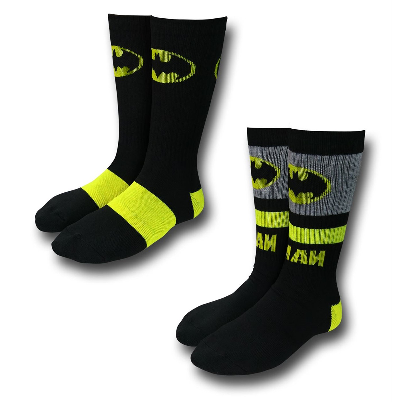 Batman Black and Yellow Socks 2-Pack, Black