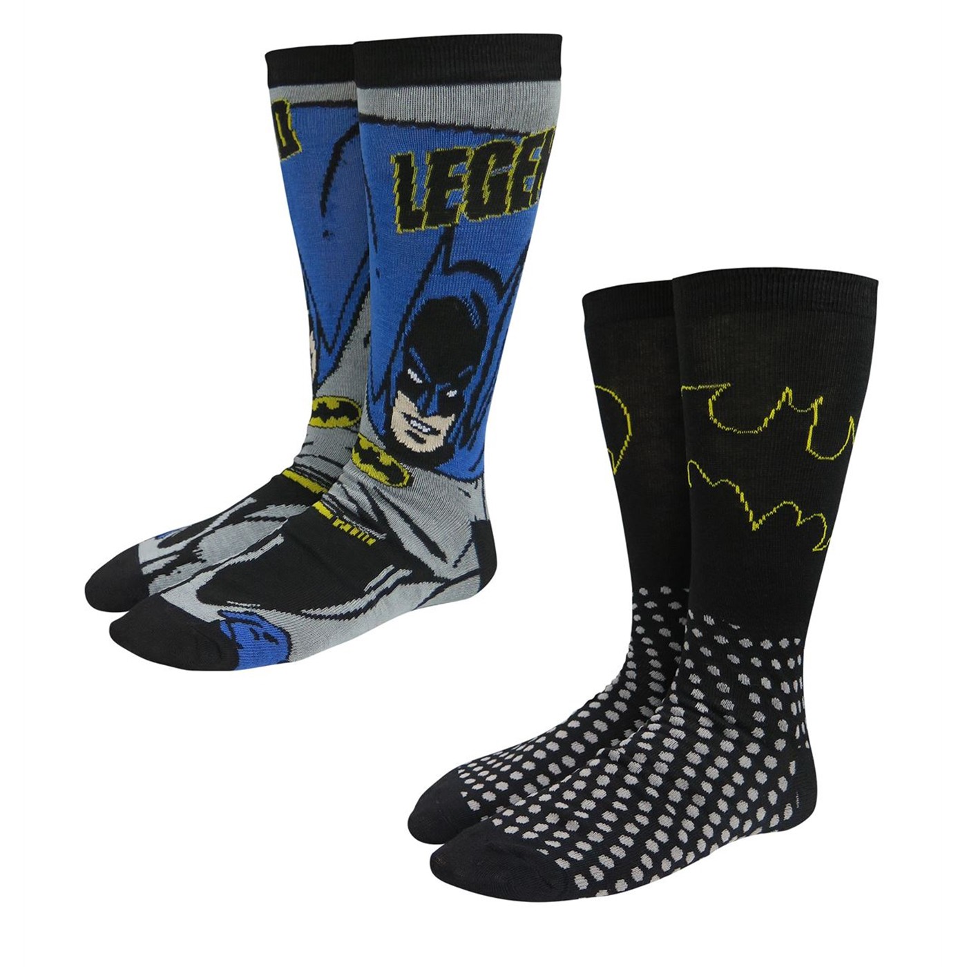 Batman Legend Crew Socks 2-Pack, Black
