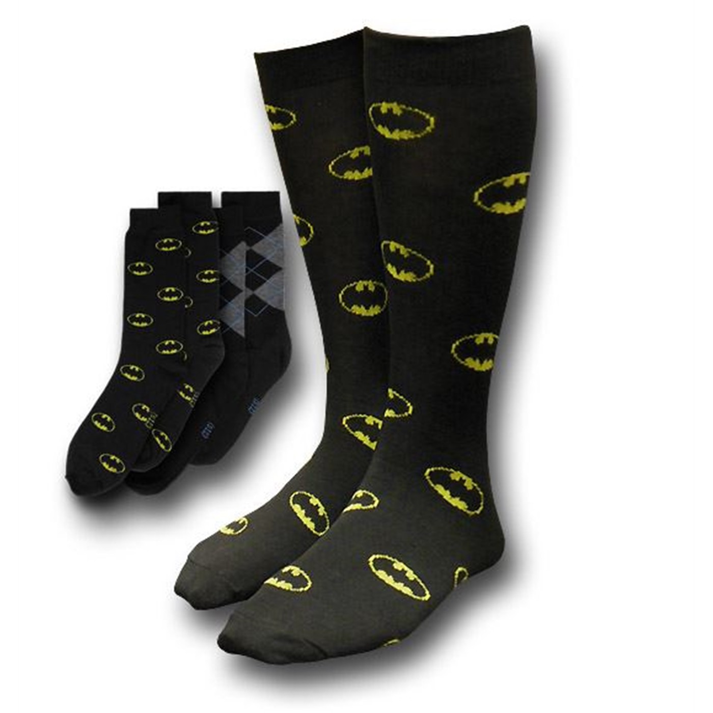 Batman Mini Symbols and Argyle Socks 2-Pack, Black