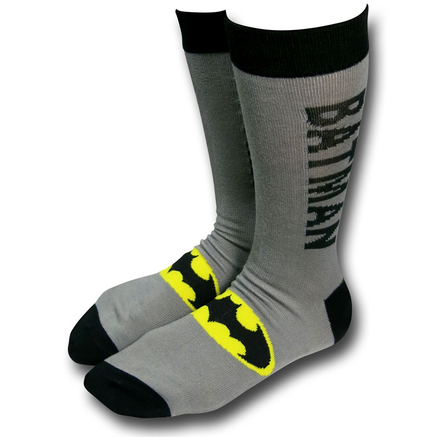 Batman Text Crew Socks, Grey
